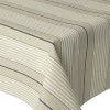 Wipe Clean Fabric- Mirha Yarn Dyed: Harbour Stripe - Blue. Pictured on a table