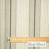 Wipe Clean Fabric- Mirha Yarn Dyed: Harbour Stripe - Blue. Pictured with a wooden ruler to show scale