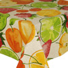 Acrylic Coated Wipe Clean Tablecloth Fabric - Mirha Fruit Salad - shown on a table.
