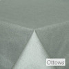 Loneta Dali Extra Wide Acrylic Coated Fabric: Ottowa Grey - pictured on a table.