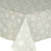 Living Sparkle Grey Pearl Christmas Tablecloth Acrylic Coated Wipe Clean shown on a table.