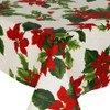 Wipe Clean Tablecloth - Mirha Poinsettia  - pictured draped on the corner of a table