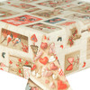 Navarra Love Christmas Wipe Clean Tablecloth. Pictured on a table