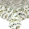 Acrylic Coated Tablecloth - Navarra: Ciro Olive.  Pictured on a table