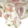 Acrylic Coated Tablecloth - Digital Peony. Pictured on a table