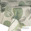 Wipe Clean Tablecloth - Digital: Kalani - Green - pictured on a table.