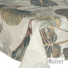 Wipe Clean Tablecloth - Digital: Kalani - Russet- pictured on a table.