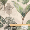 Acrylic Coated Fabric - Digital: Kalani - Green - pictured with a wooden metre rule to show scale.
