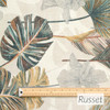 Acrylic Coated Fabric - Digital: Kalani - Russet - pictured with a wooden metre rule to show scale.