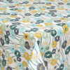 Living Cassatt Acrylic Coated Tablecloth. Shown on a table