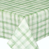 Navarra: Green Plaid.  Wipe Clean Tablecloth, pictured on the corner of a table.