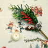 Acrylic Coated Christmas Fabric: Culla Carols - pictured with a votive tealight candle and seasonal greenery.