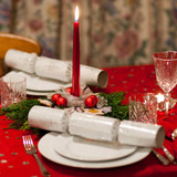 Beautiful Christmas table setting with red tabecloth 2
