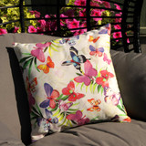 Outdoor Cushion: Butterfly - pictured on a garden seat