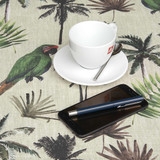 Digital Palm: Wipe Clean Tablecloth - pictured with a cup and saucer, 'phone and pen