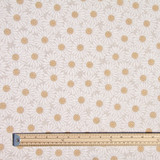 Acrylic coated fabric - Mirha Daisy Bloom - pictured with a wooden ruler