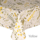 Acrylic Coated Tablecloth - Navarra: Yulex Yellow pictured on a table