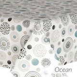 Wipe clean fabric. Living Ocean. Pictured on a table.