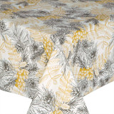 Acrylic Coated Tablecloth -  Blaze: Rustic Spruce - pictured on the corner of a table