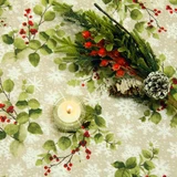 Wipe clean fabric. Living Winter Berries. Pictured with a votive tealight candle and seasonal greenery.