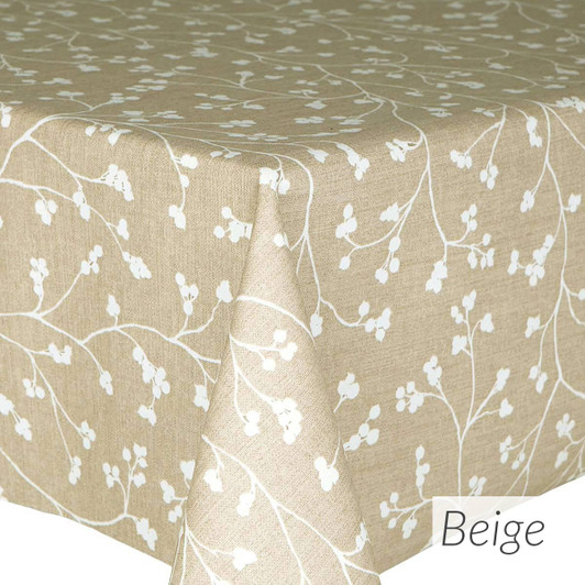 Wipe Clean Tablecloth - Blaze Sprig: Beige