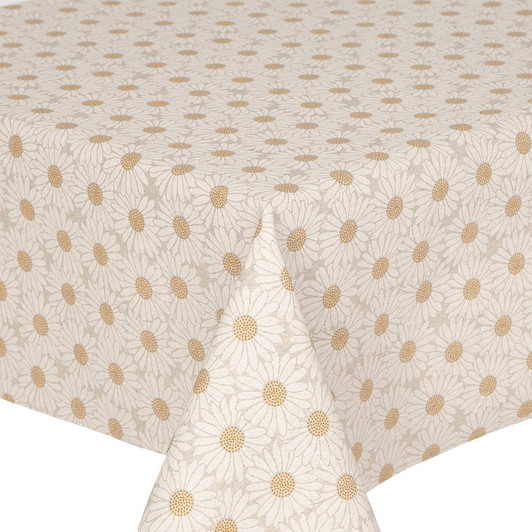 Mirha: Daisy Bloom Tablecloth  shown on a table