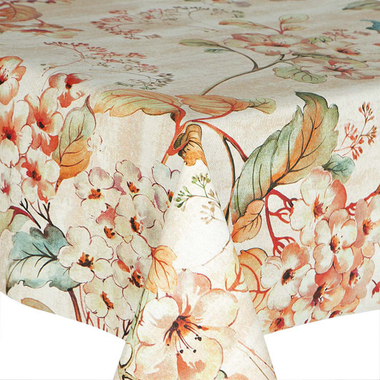 Digital : Jolie.  Acrylic Coated Tablecloth pictured on a table