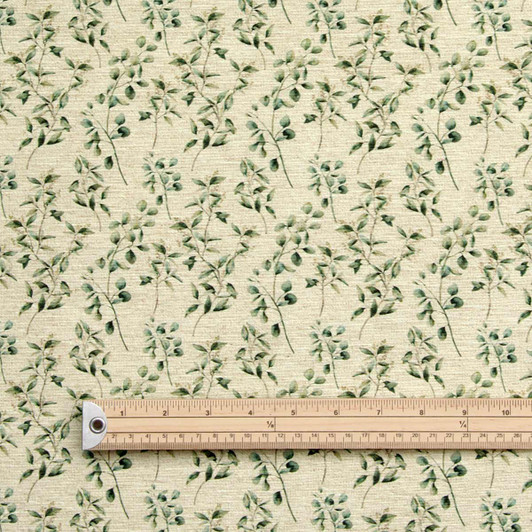 Acrylic Coated Wipe Clean Fabric. Culla: Vert - Pictured with a wooden metre rule to show scale