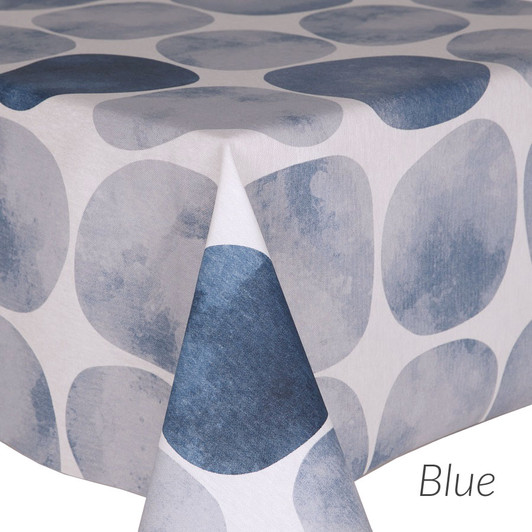 Loneta Stones - Extra Wide Acrylic Coated Tablecloth: Blue