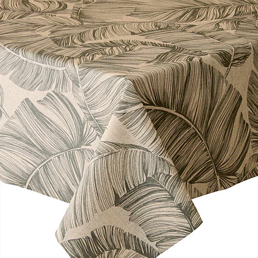 Wipe Clean Tablecloth - Mirha Tropical Leaf - pictured on a table top