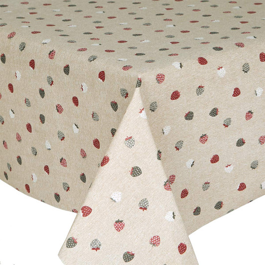 Acrylic Coated Tablecloth - Living: Strawberry Wine - spread on a table