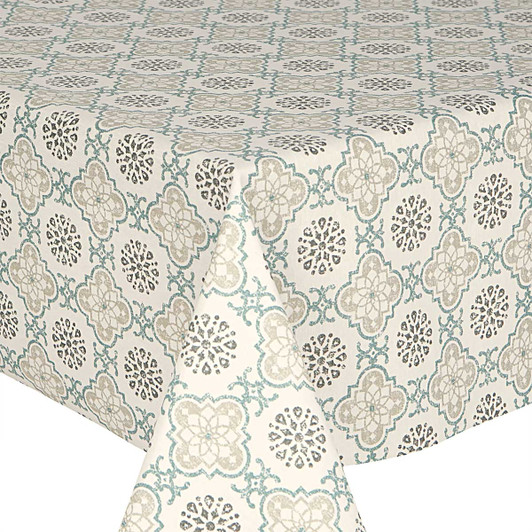 Acrylic Coated Tablecloth - Living: Victorian Tiles - spread on a table