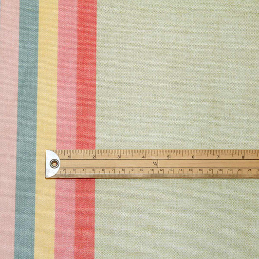 Wipe Clean Tablecloth Fabric. Digital: Raya - Pictured with a wooden ruler