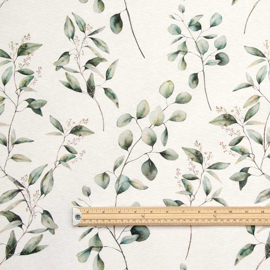 Wipe-clean Fabric: Navarra: Garcia. Pictured with a wooden ruler to show scale