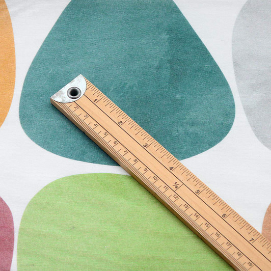 Acrylic Coated Fabric- Digital Stones Multi. Pictured with a wooden metre rule to show scale.