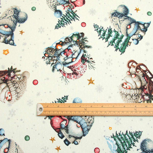 Wipe clean fabric. Living Tinker Cream. Pictured with a wooden metre rule to show scale.