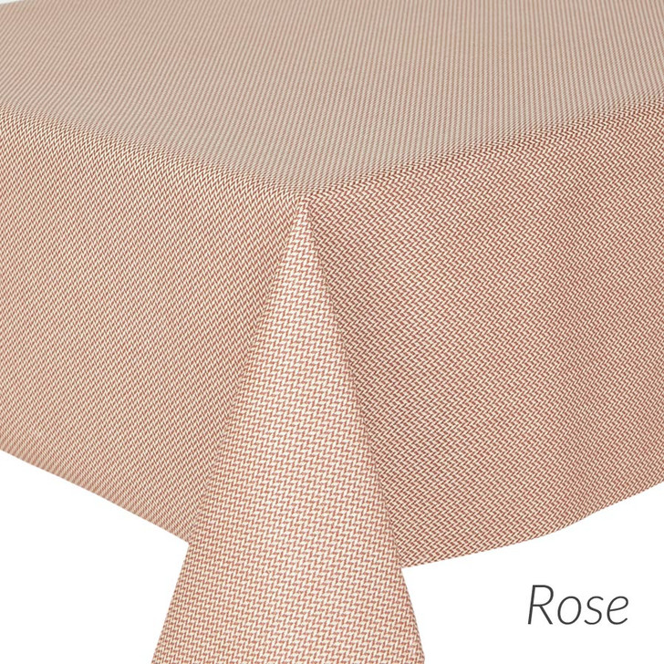 Catalonia: Herringbone - Rose - Wipe Clean Tablecloth - folded corner on table