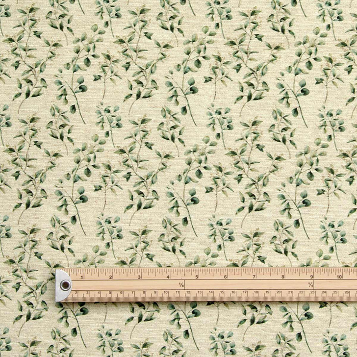Wipe Clean Acrylic Coated Fabric - Culla: Vert. Shown with a wooden metre rule to show scale.