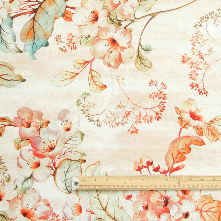Acrylic Coated Wipe Clean fabric - Digital Jolie - pictured with a wooden ruler