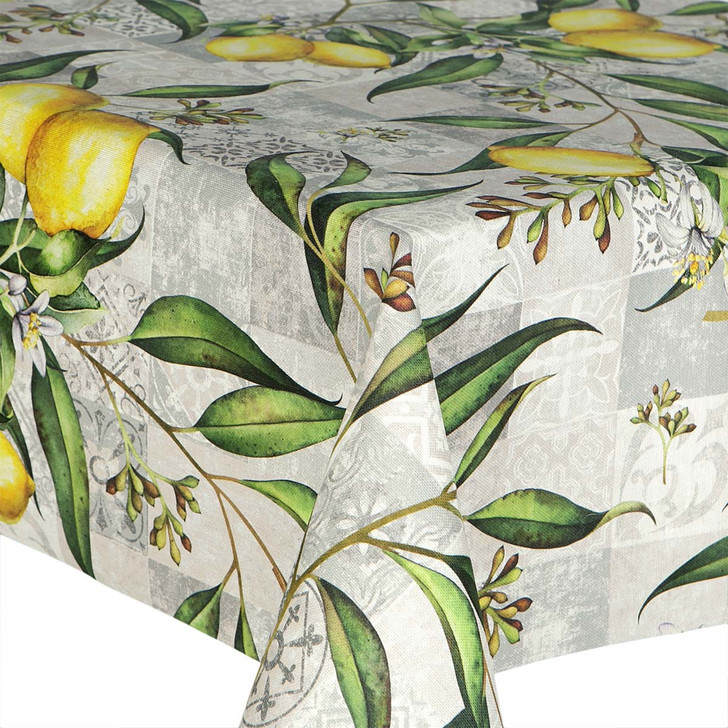 Wipe Clean Tablecloth -  Digital: Limonero - pictured  on a table