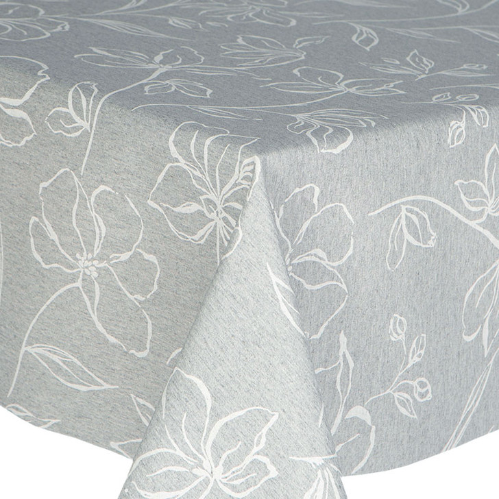 Wipe Clean Tablecloth - Living (GM): Stencil Flowers pictured on the corner of a table