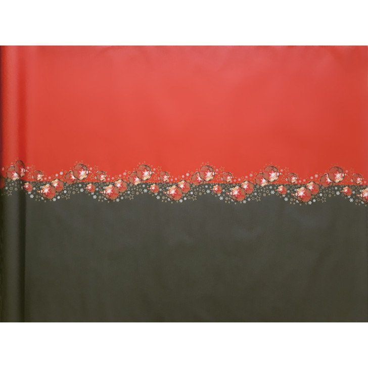 Navarra Festive wipe clean acrylic coated tablecloth pictured on the roll.