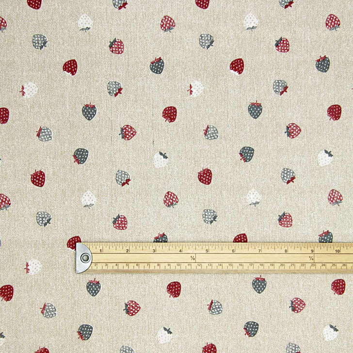 Acrylic Coated Fabric - Loneta: Fresa  - pictured with a wooden metre rule.