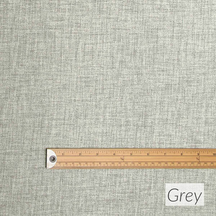 Living Tessuto Wipe Clean Fabric - Grey. Pictured with a wooden metre rule to show scale