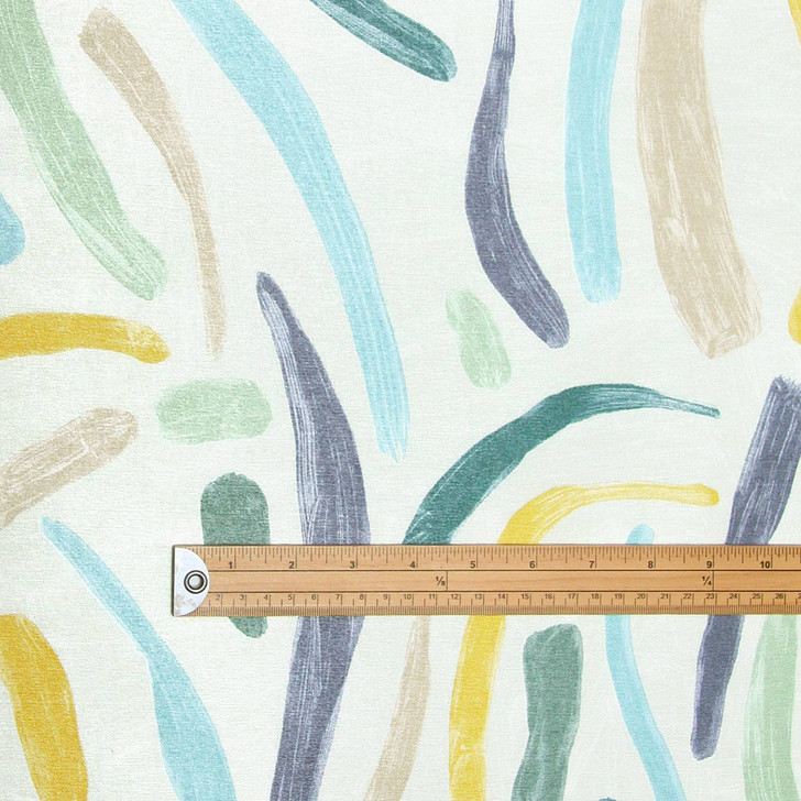 Acrylic Coated Fabric - Living:  Brush Strokes - pictured with a wooden metre rule.