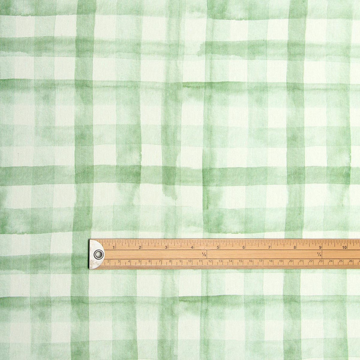 Wipe Clean Fabric - Navarra: Green Plaid