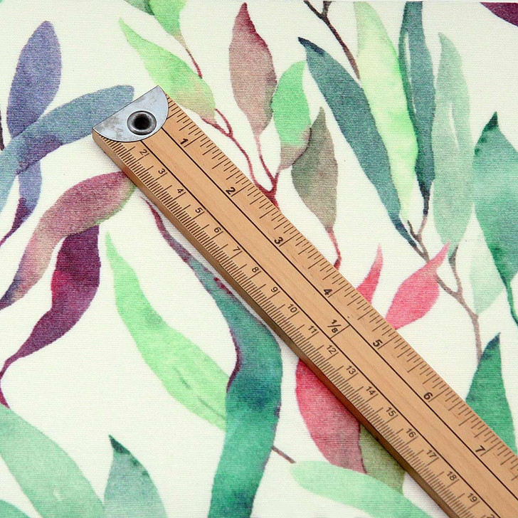 Wipe Clean Fabric - Digital Fronds. Pictured with a wooden ruler to show scale