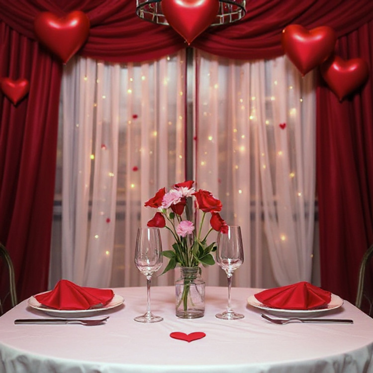 Setting a table for Valentines Day