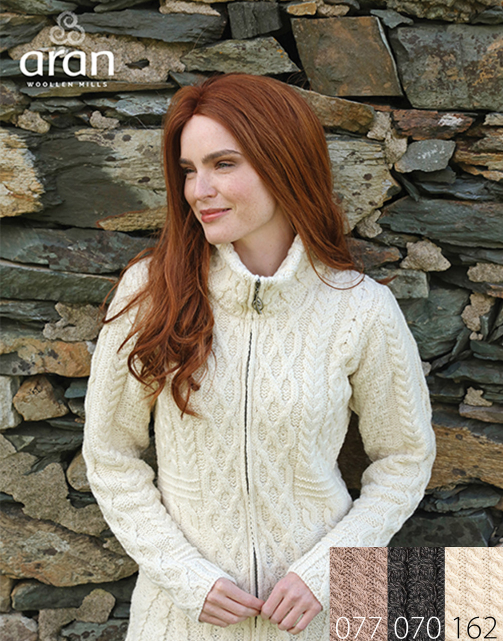 Irish Zip Cardigan Sweater - B926