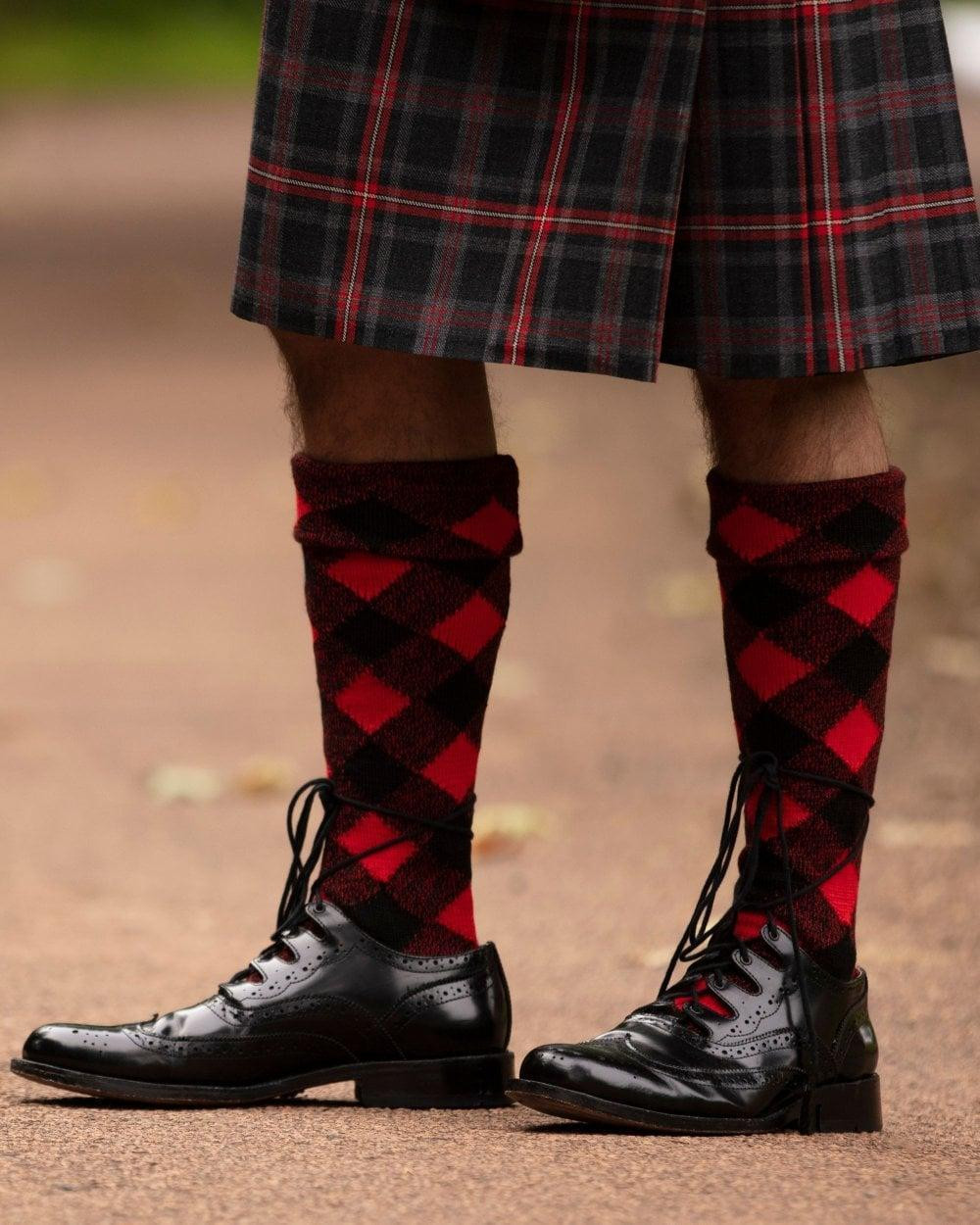 Calzettoni Alti Da Kilt UT Kilts Uomo - Acrilico Coste, Autentici Scozzesi, Multicolore, Taglie Grandi